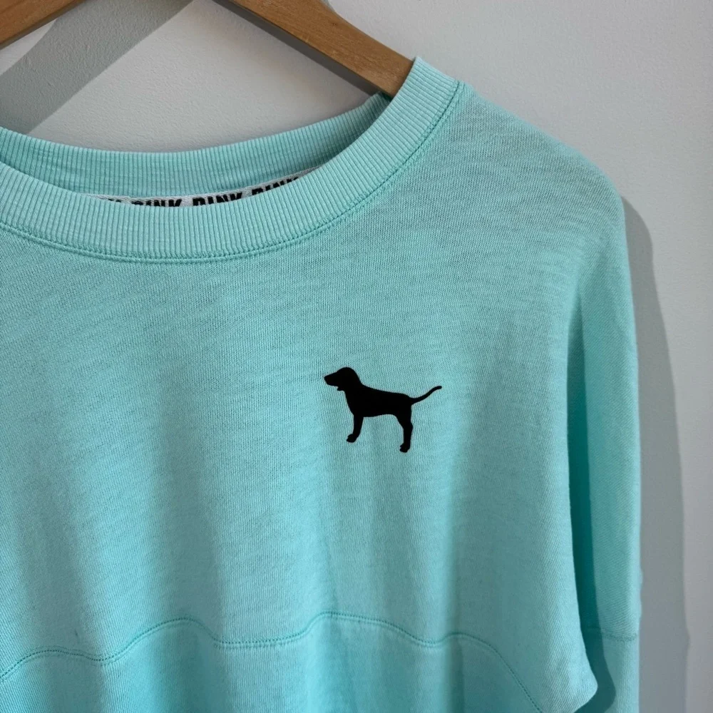 Victoria's Secret PINK Spirit Jersey Shirt Sz XS Blue Spellout Top Sporty Casual - Picture 5 of 11